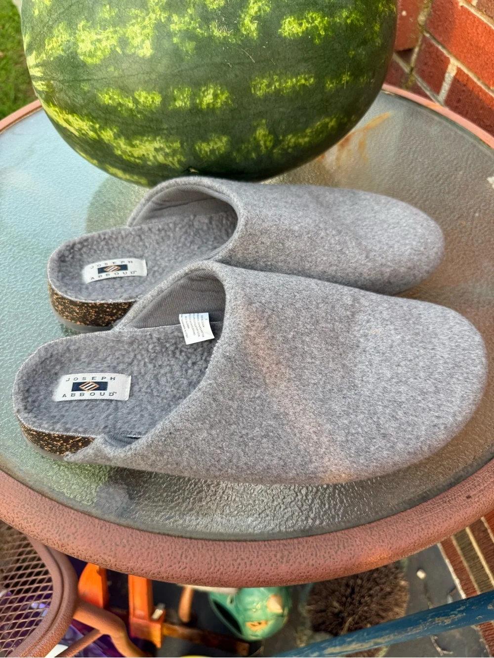 Joseph Abboud Gray Felt Slip-On House Slippers